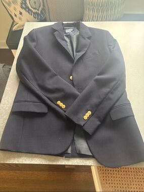 Lands' End Navy Blazer with Gold Buttons Accent